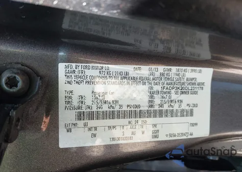 2013 Ford Focus Se from USA, damaged, VIN 1FADP3K20DL231178